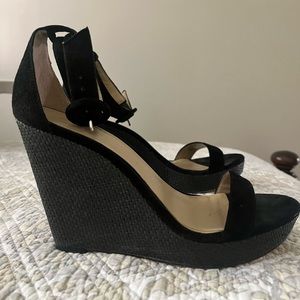 Ann Taylor Black Suede Wedges